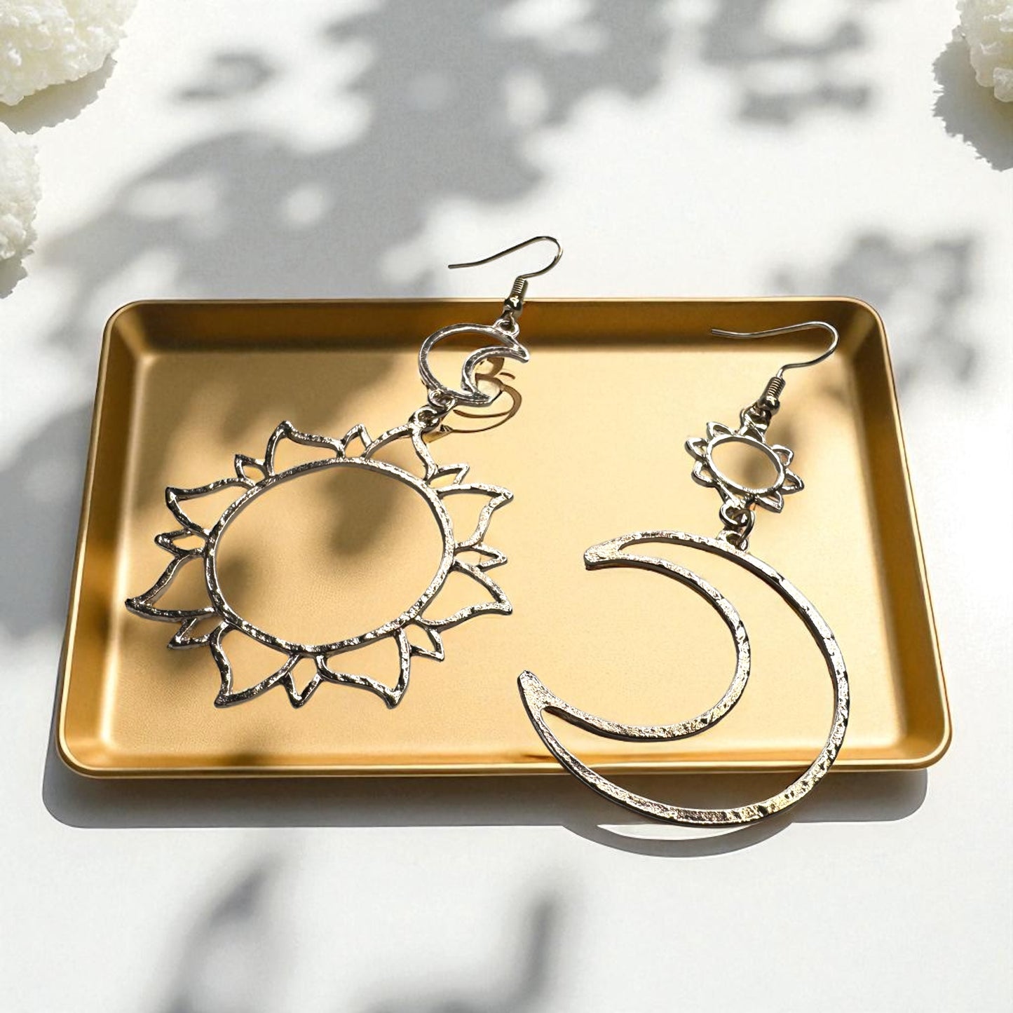 Celestial Magic - Mismatched Sun & Moon Dangle Earrings