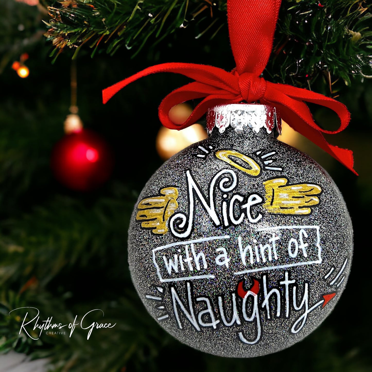 Christmas Ornament: "Nice with a Hint of Naughty"