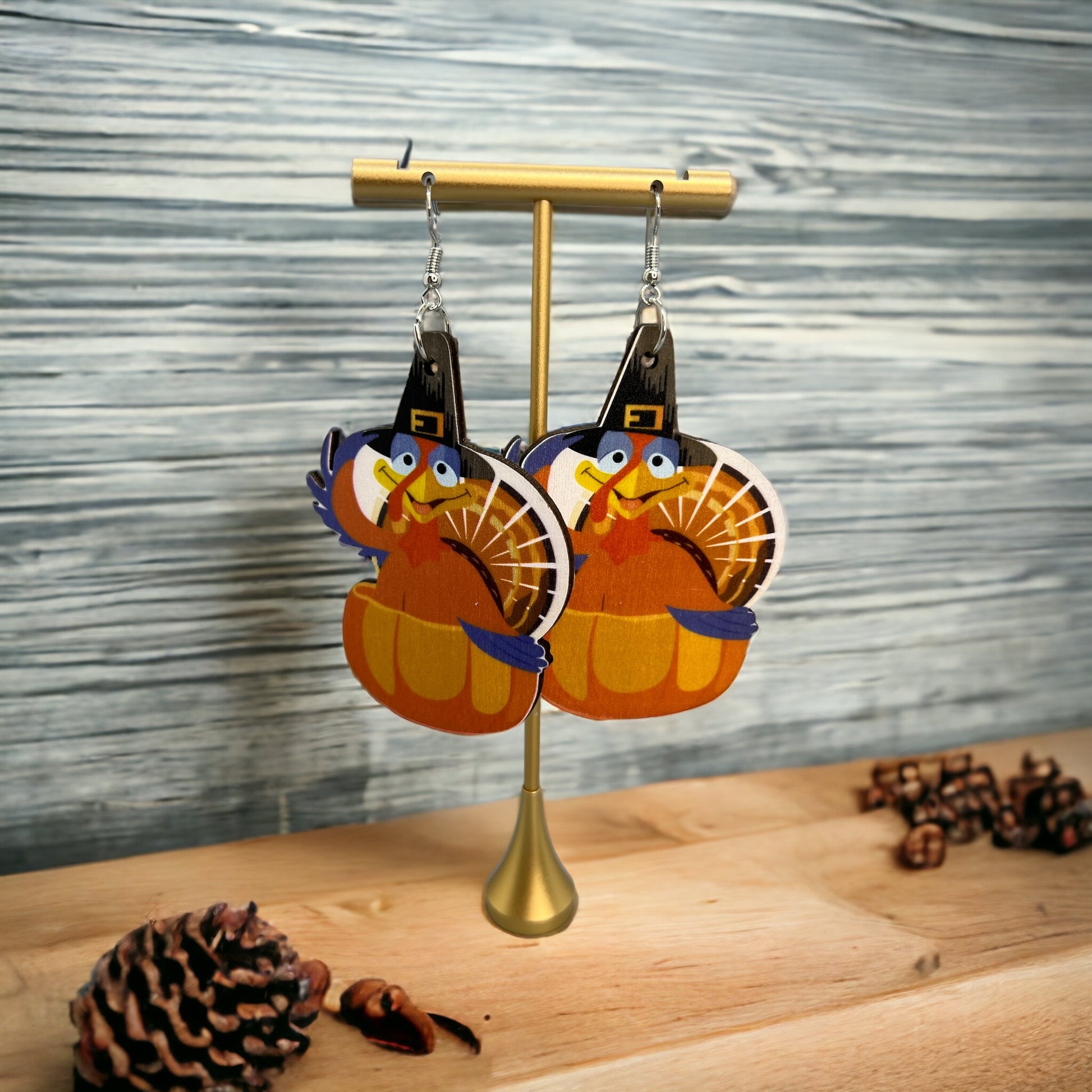 Turkey Earrings - Thanksgiving Earrings, Thanksgiving Accessories, Turkey Trot, Thanksgiving Turkey Earrings - Rhythms of Grace Creative