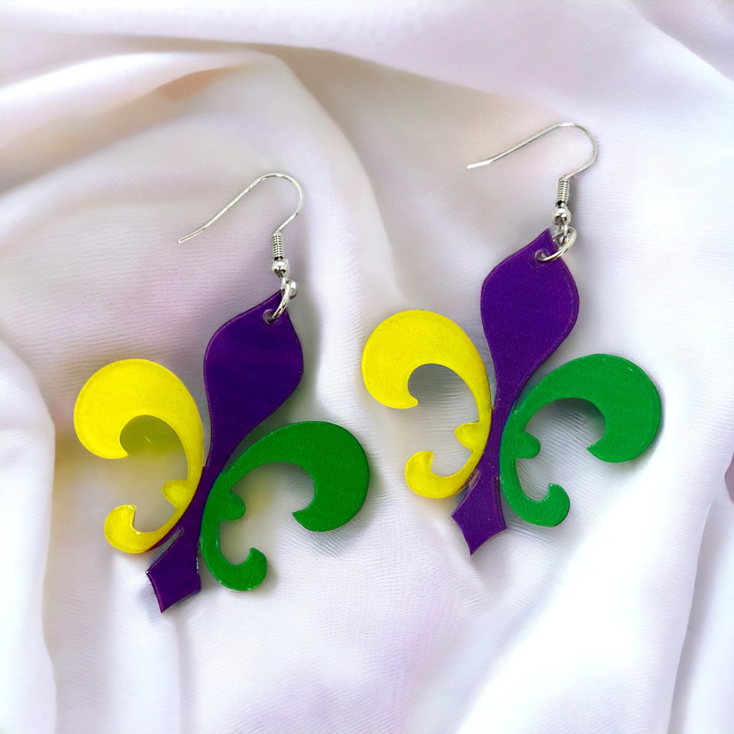 Fleur de Lis Dangle Earrings: Sparkle & Celebrate Mardi Gras in Style! - Rhythms of Grace Creative