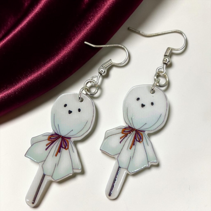 Ghost Earrings - Halloween Earrings, Lollipop Earrings, Ghost Costume, Halloween Accessories, Retro Custom, Costume Jewelry, Handmade Earrings