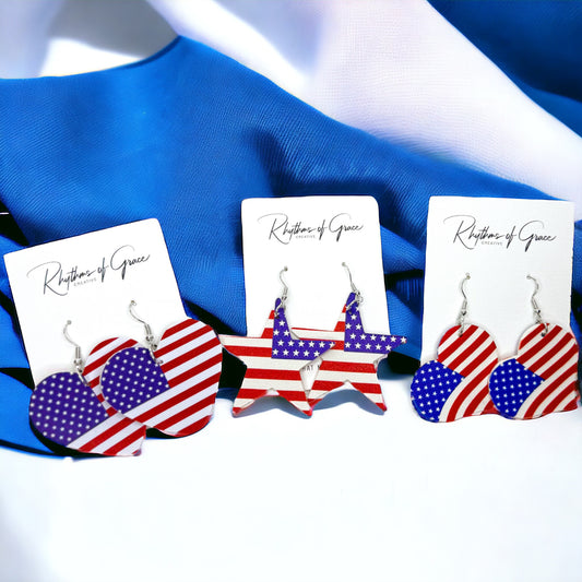 Show Your Spirit with Patriotic Red, White, and Blue Dangle Earrings! 🇺🇸