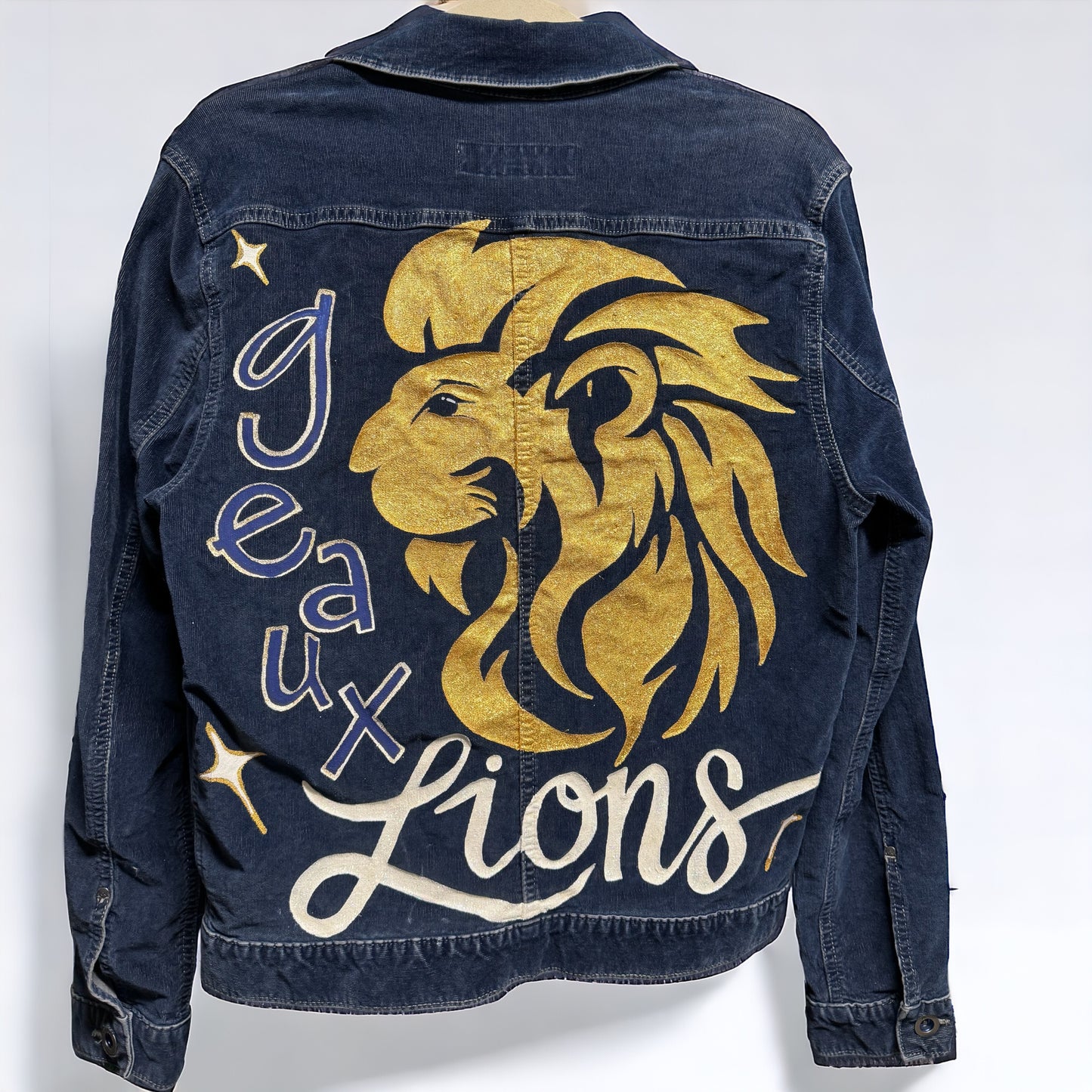 Hand Painted Jacket: “Geaux Lions” I Ladies Size Small Petite