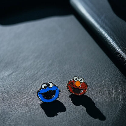 Monster Mash-Up: Colorful Elmo & Cookie Monster Stud Earrings!