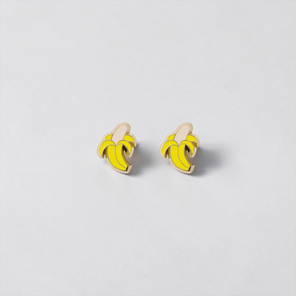 Banana Enamel Stud Earrings | Cute Baseball Fan Jewelry | Savannah Bananas Inspired | Stainless Steel Posts | Gift for Kids & Adults