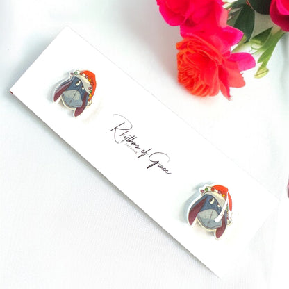 Festive Fun: Christmas Cartoon Ears Stud Earrings - Perfect for Holiday Cheer!