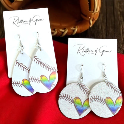 Swing into Style with Our Rainbow Heart Baseball Dangle Earrings! ⚾️🏳️‍🌈