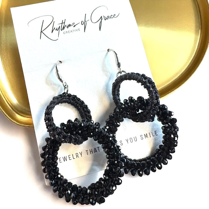 Sparkle and Shine: Stunning Black Beaded Dangle Earrings