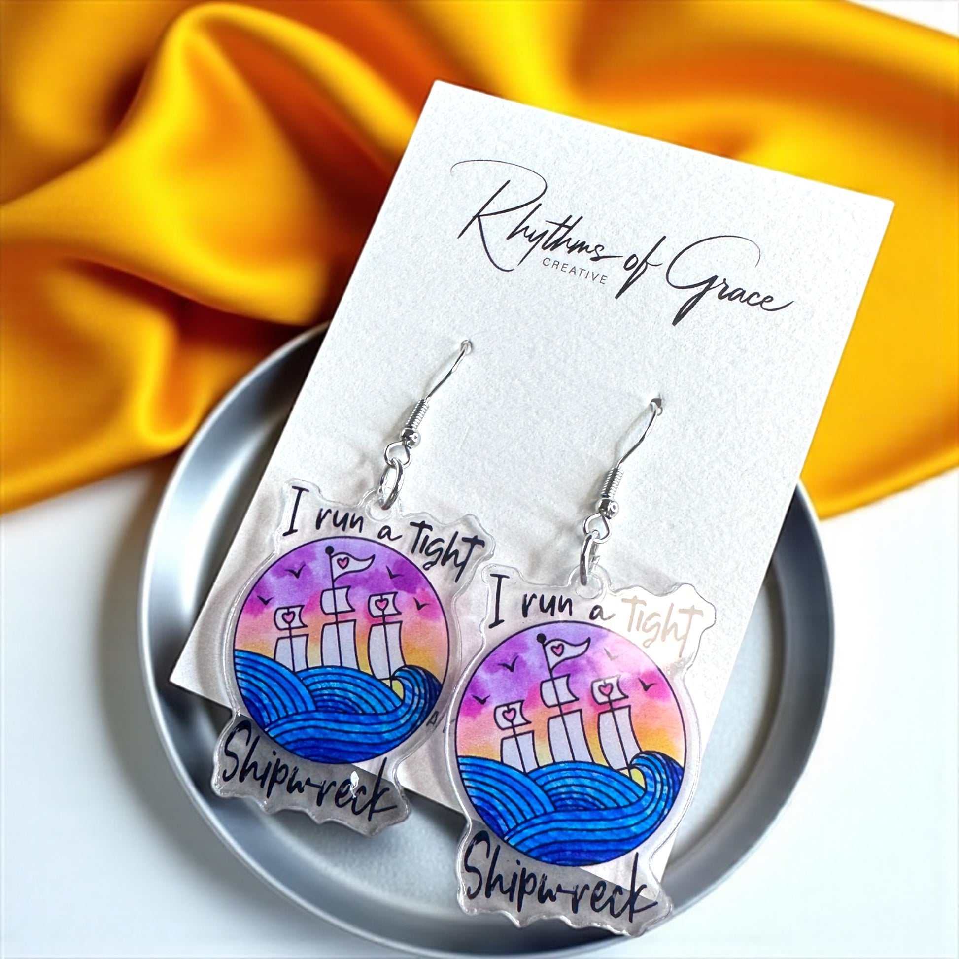 Shipwreck Earrings – “I Run a Tight Shipwreck” 🌊 - Rhythms of Grace Creative