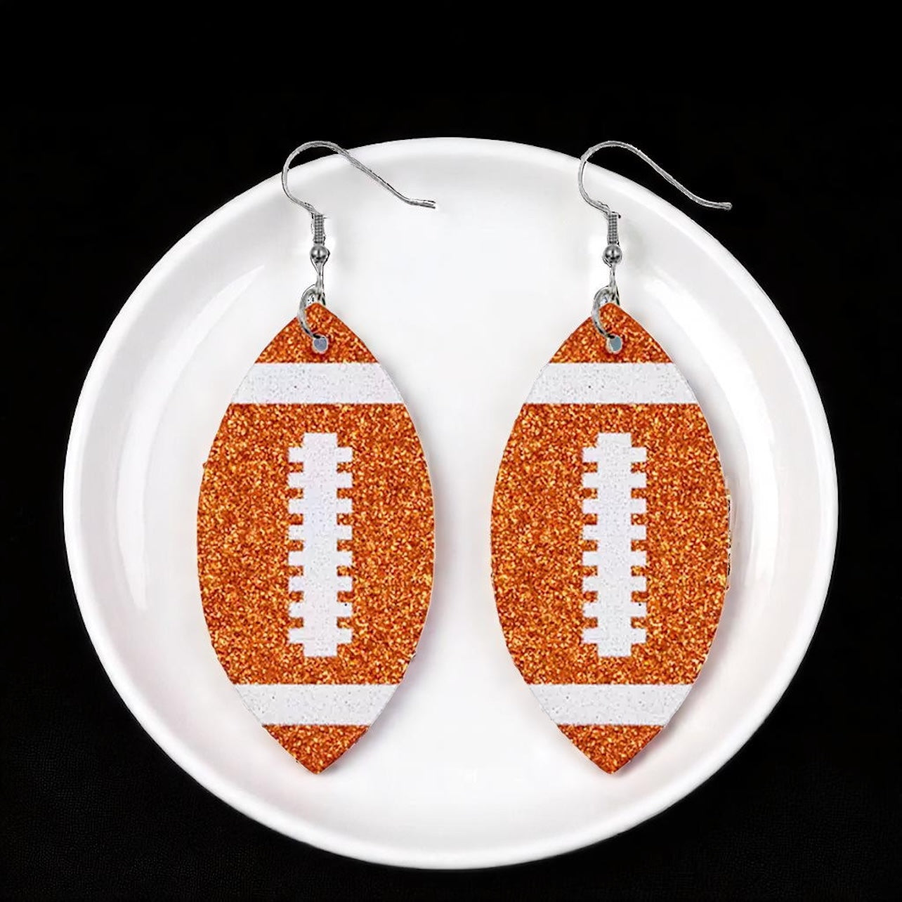 Score Big with Sparkle! Glitter Football Dangle Earrings 🏈