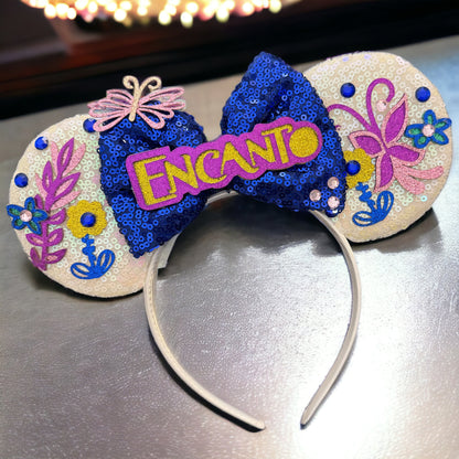 Encanto Inspired Mouse Ears Headband with Sequin Bow – Brand New!