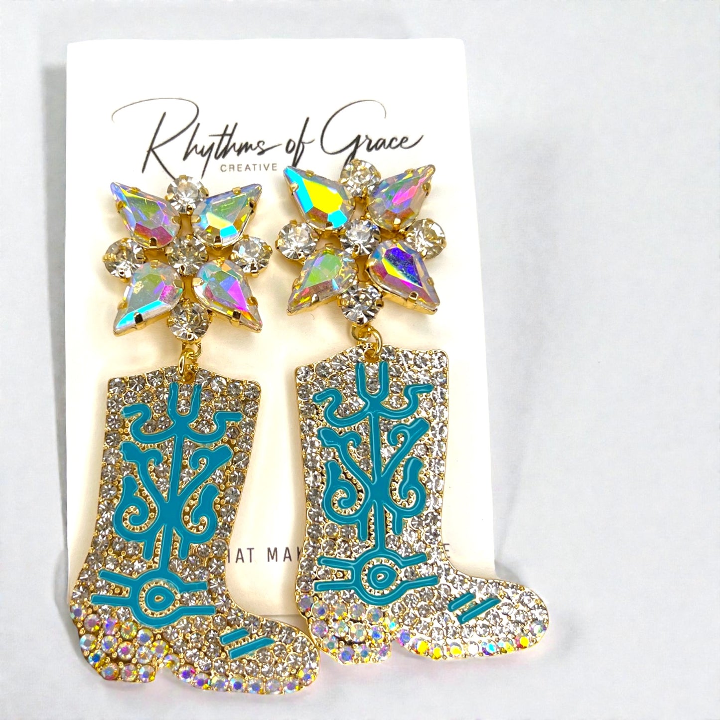 Rhinestone Cowgirl Boot Earrings | Western Rodeo Statement Earrings | Bachelorette Cowgirl Accessories