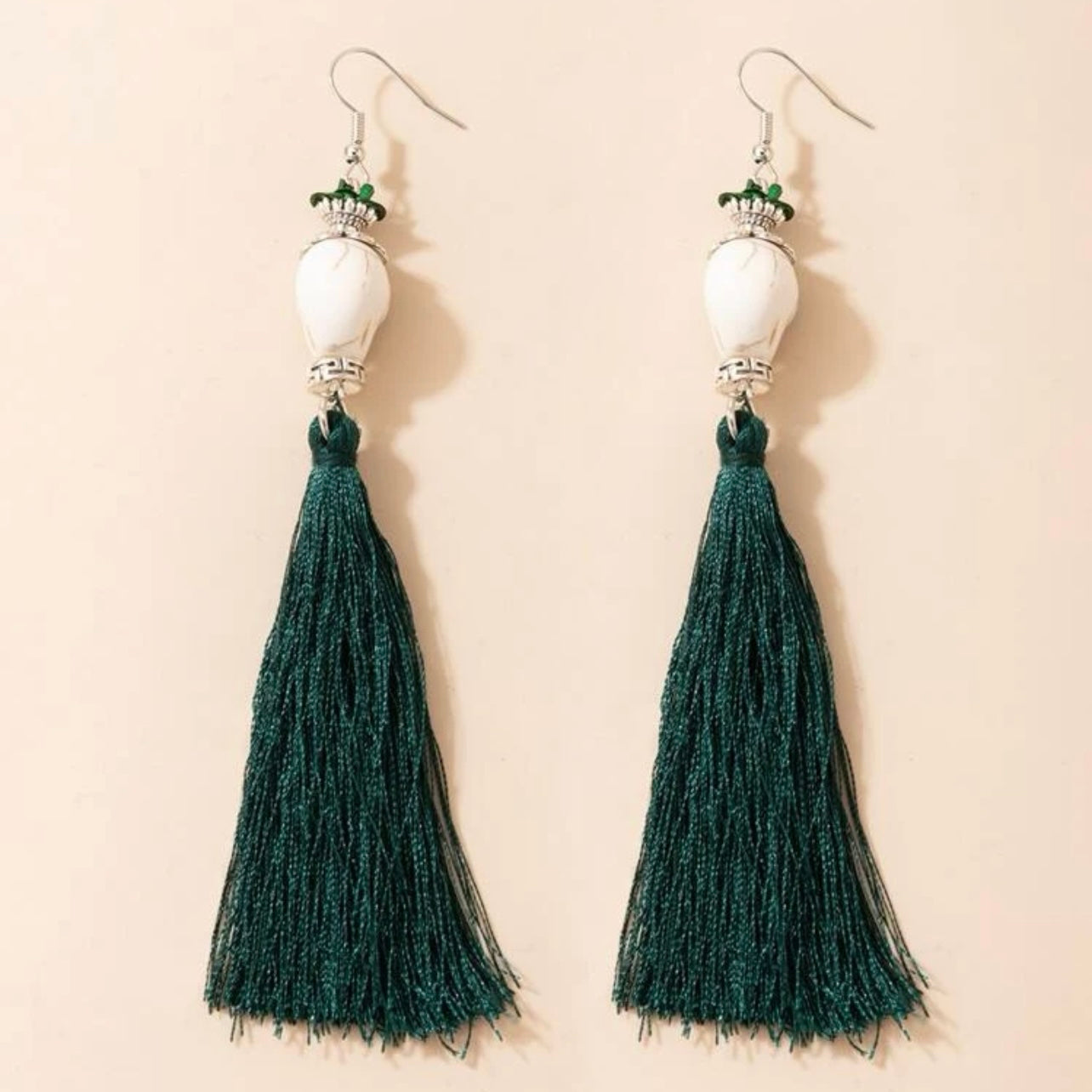 Skull Earrings - Halloween Jewelry, Skull Tassel, Halloween Accessories, Trick or Treat, Halloween Costume - Rhythms of Grace Creative