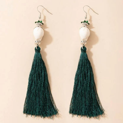 Skull Earrings - Halloween Jewelry, Skull Tassel, Halloween Accessories, Trick or Treat, Halloween Costume - Rhythms of Grace Creative