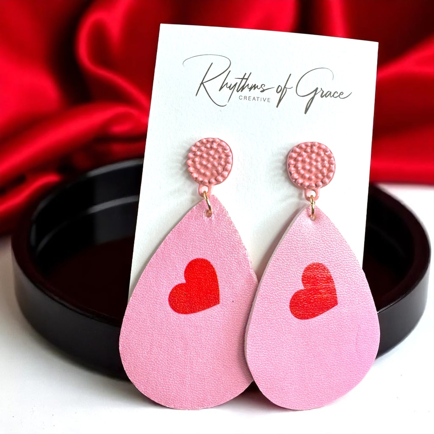 Teardrop Faux Leather Heart Earrings – Two Stunning Styles