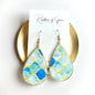 Beach Bliss: Blue, Gold & White Teardrop Dangle Earrings for Stylish Days!