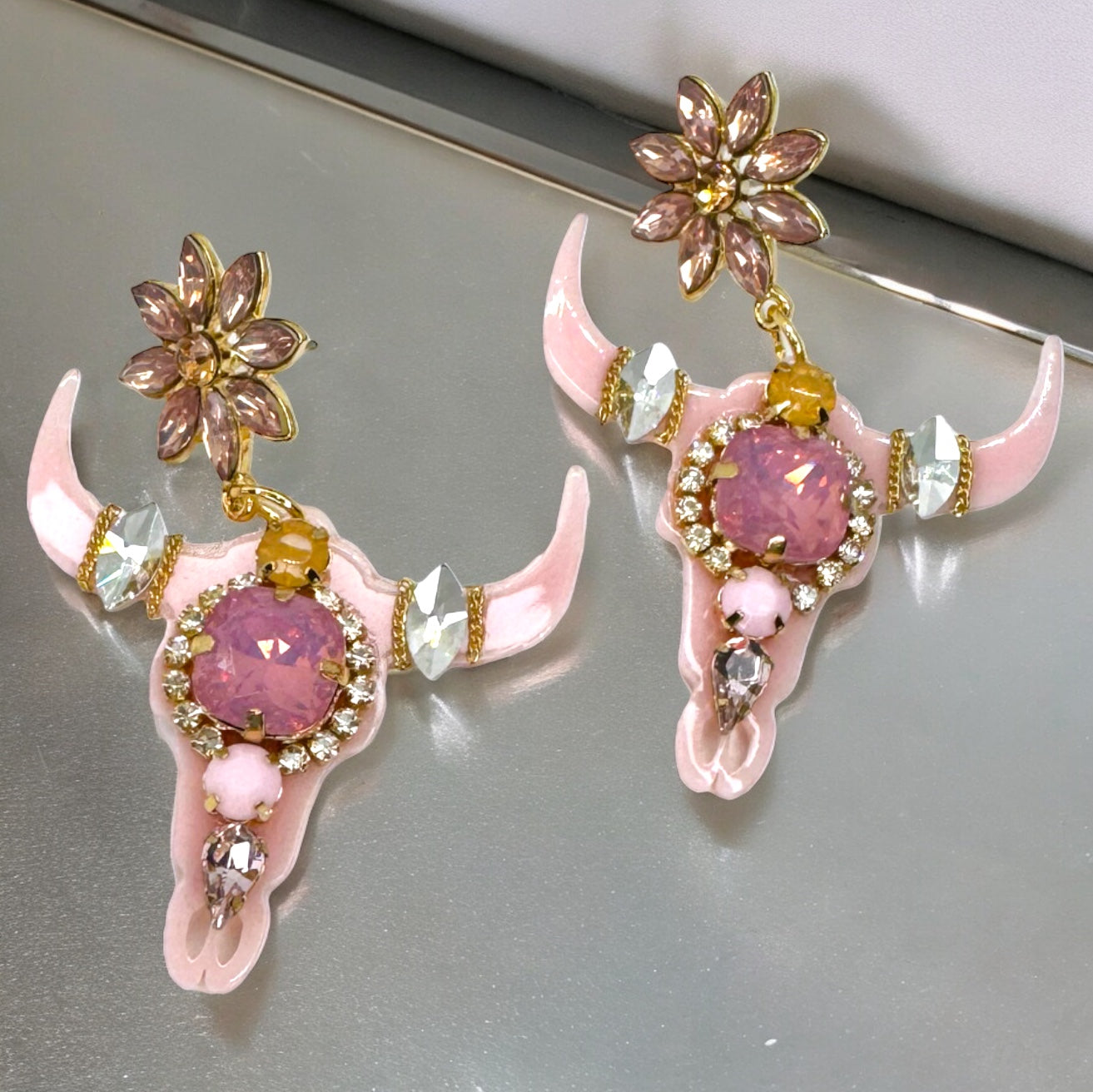 Stunning Western Inspired Rhinestone Dangle Earrings - Boho Jewelry Statement Piece