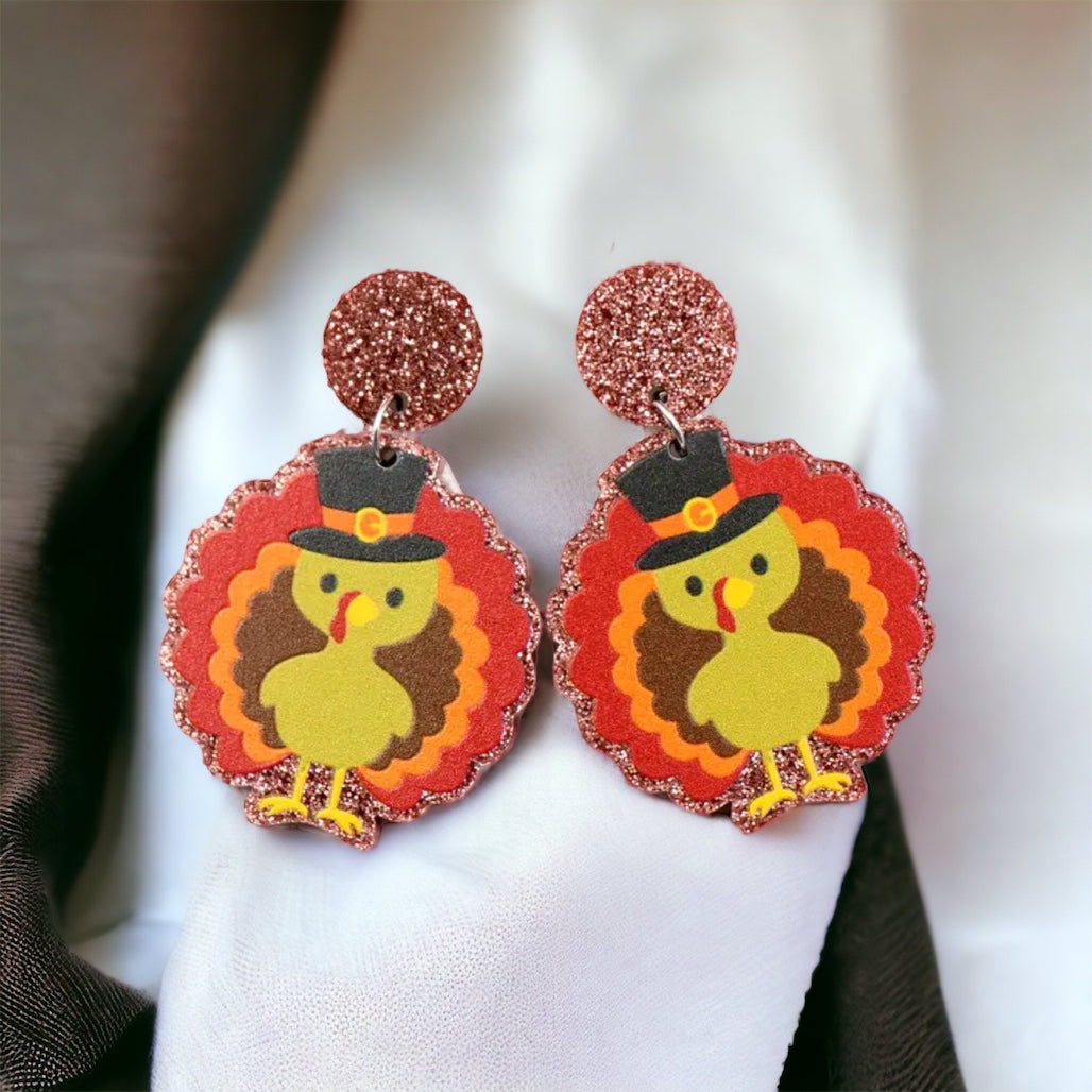 Feast Mode: ON – Glittery Turkey Earrings for Thanksgiving Fun - Rhythms of Grace Creative