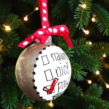 Fetch the Festivities: Nice? Naughty? PAWSOME! Dog Lover Ornament!