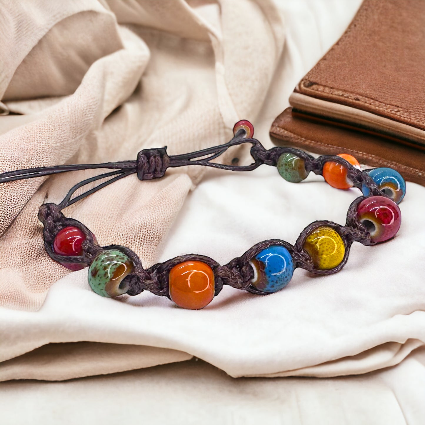 Vibrant Vibes: Adjustable Boho Chic Glass Beaded Bracelet!