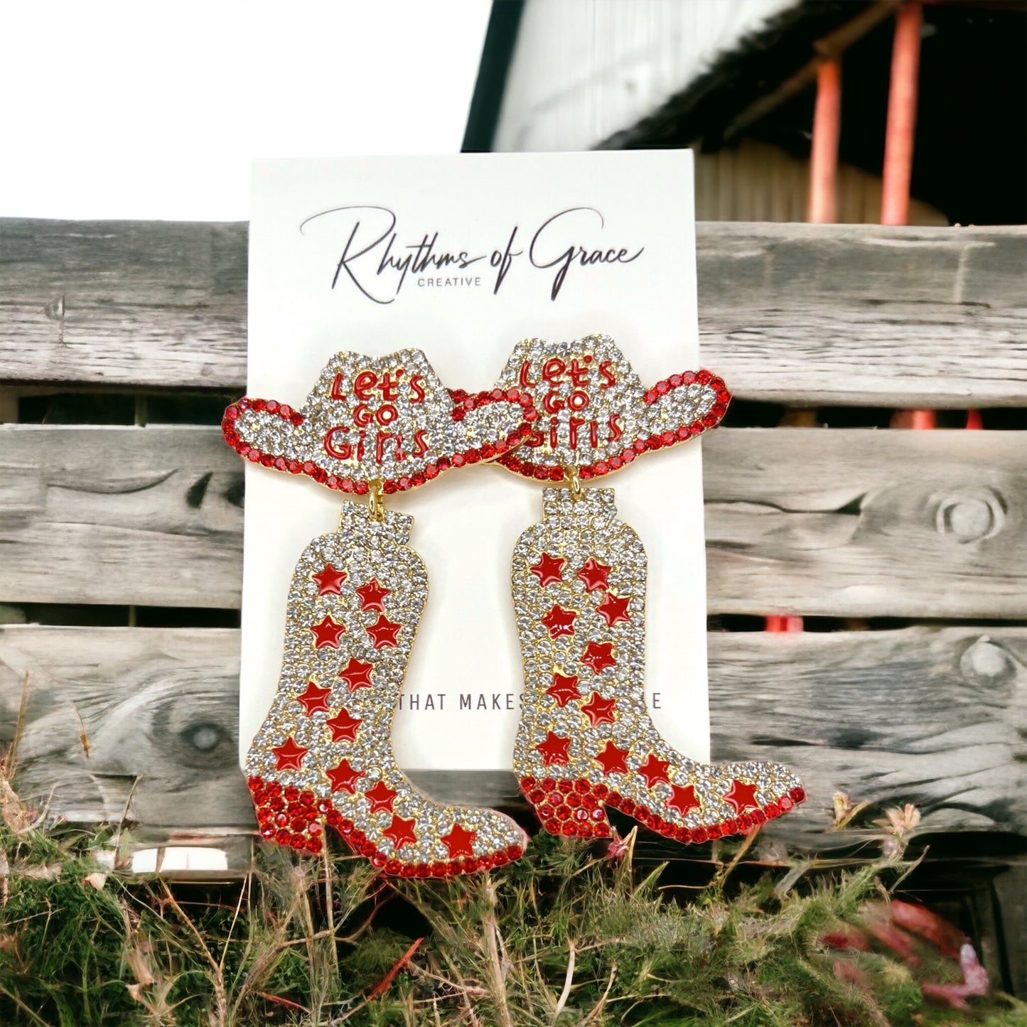 Rhinestone Boots Earrrings - Rodeo Earrings, Bachelorette Earrings, Bachelorette Accessories, Western Style - Rhythms of Grace Creative