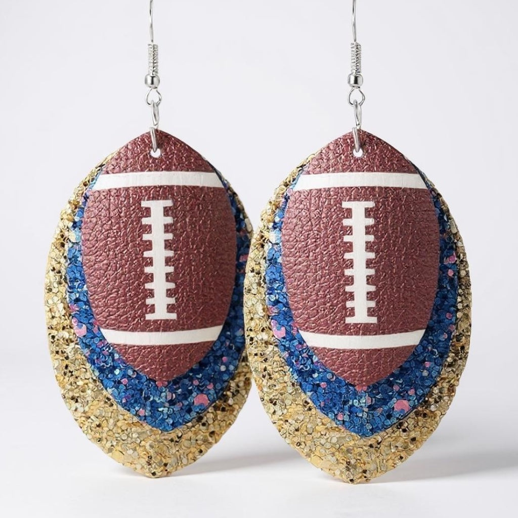 Score Big with Blue and Gold Football Earrings!