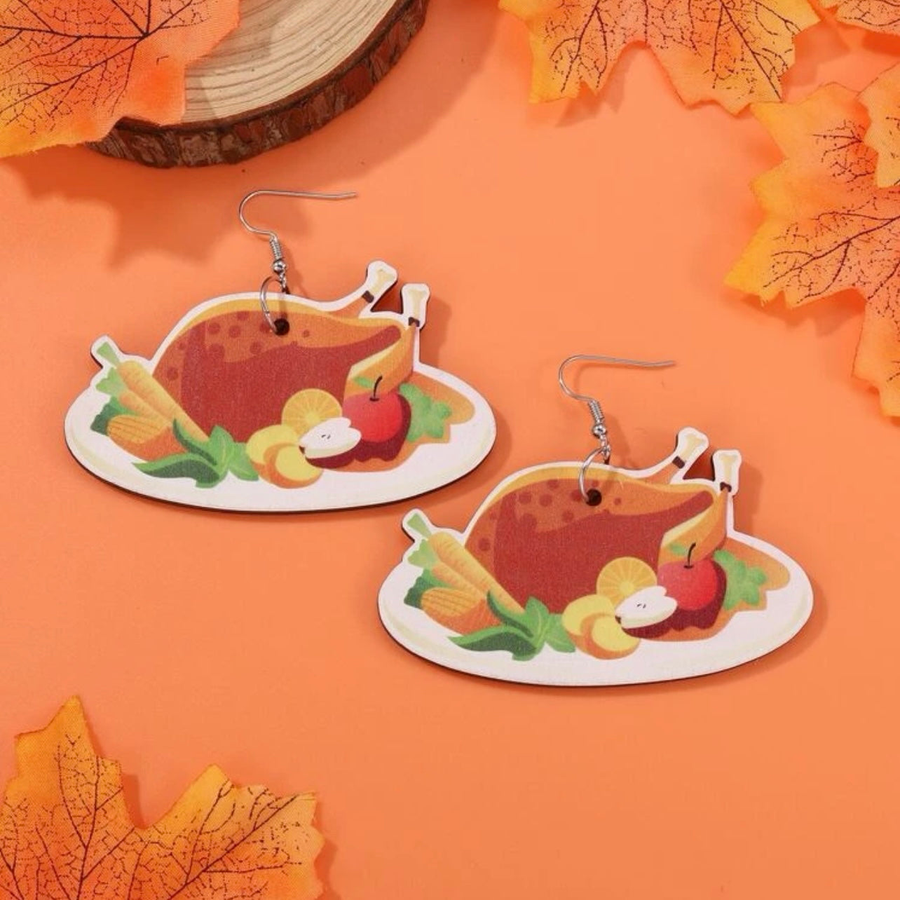 Thanksgiving Dinner Earrings - Thanksgiving Earrings, Thanksgiving Accessories, Turkey Trot, Food Earrings - Rhythms of Grace Creative