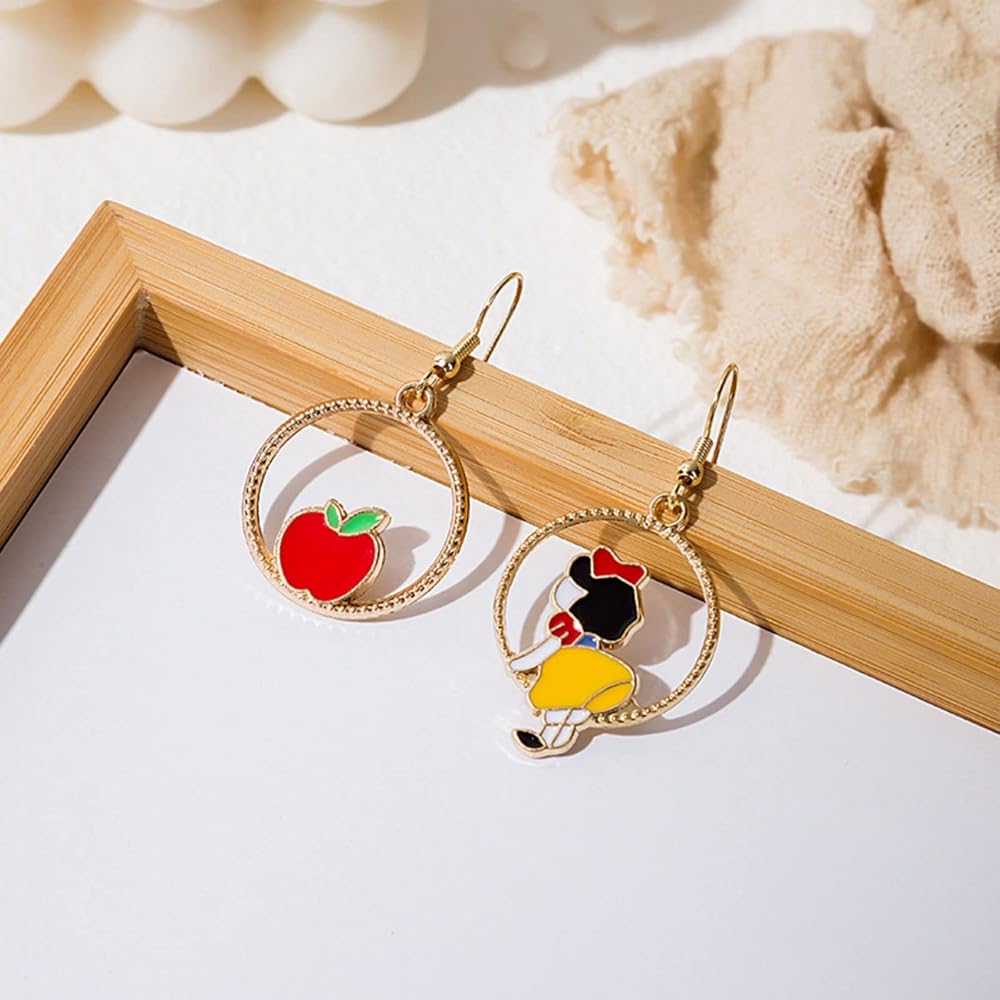 Fairytale Charm: Snow White & Poison Apple Mismatched Earrings 🍎✨