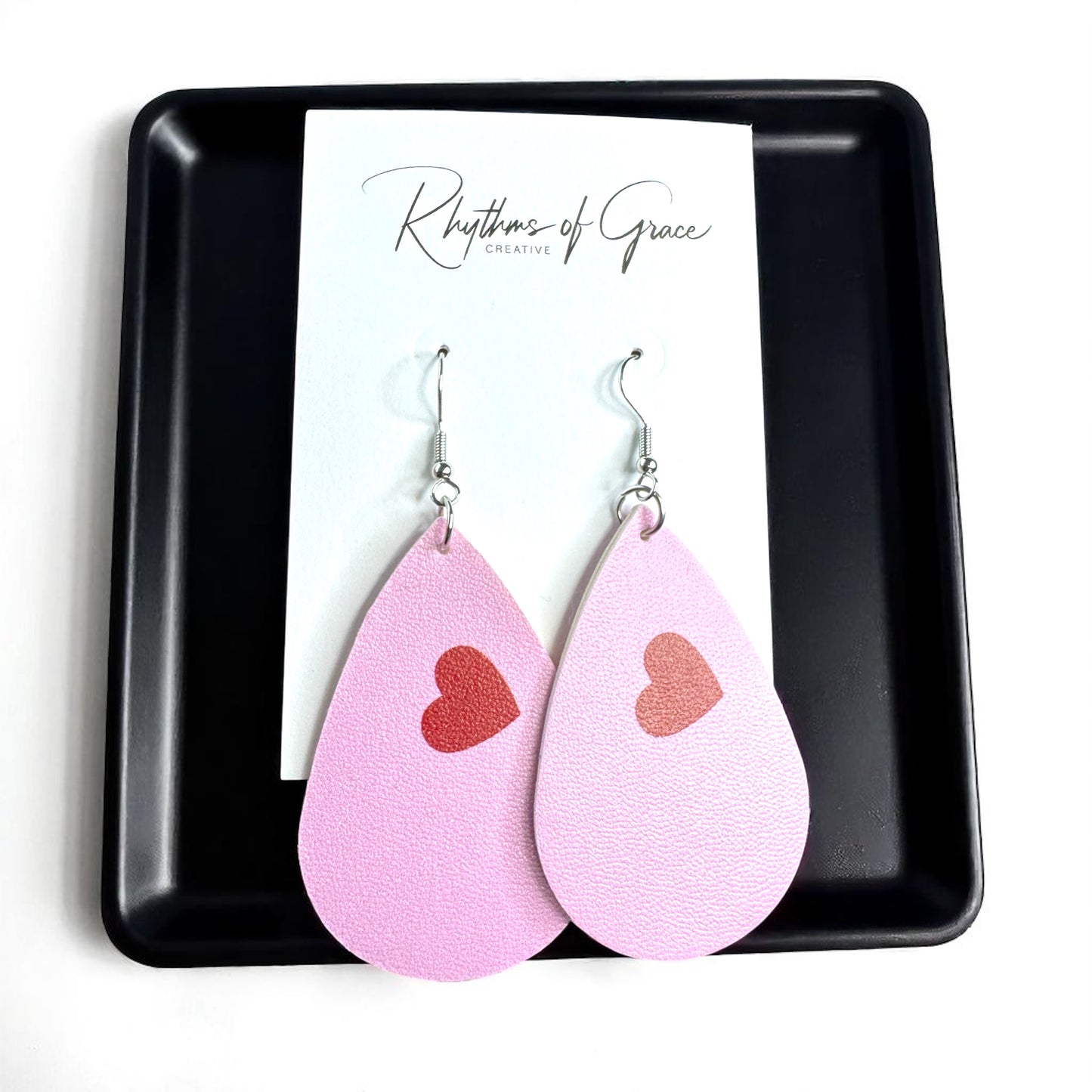 Teardrop Faux Leather Heart Earrings – Two Stunning Styles