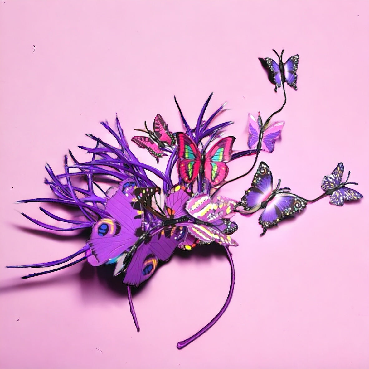 Butterfly Bliss Headband: Flaunt Your Wings This Mardi Gras! 🦋 Purple Headpiece