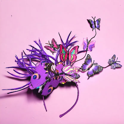 Butterfly Bliss Headband: Flaunt Your Wings This Mardi Gras! 🦋 Purple Headpiece