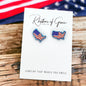 Patriotic Stud Earrings - Heart or USA Map