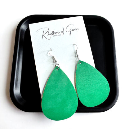 Teardrop Bliss: Colorful Faux Leather Dangle Earrings for Every Occasion
