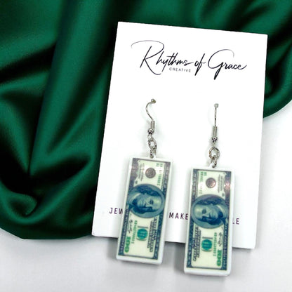 Benjamin Earrings: Flaunt Your Financial Flair! 💵 - Rhythms of Grace Creative
