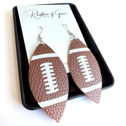 Score Big With Leather Football Dangle Earrings 🏈
