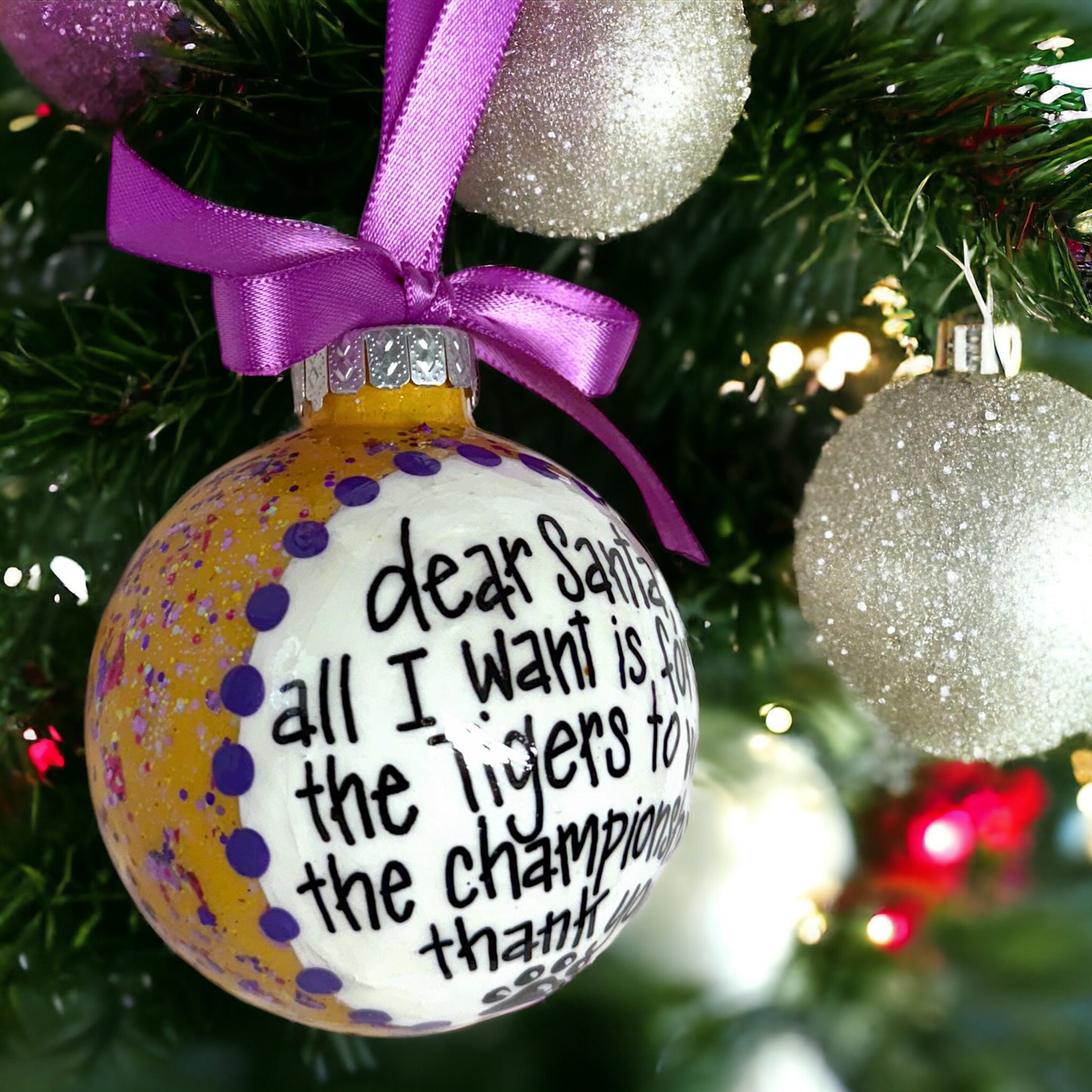Tigers Championship Wish Christmas Ornament | Unique Hand-Painted Holiday Decor | Perfect Gift for Sports Fans!