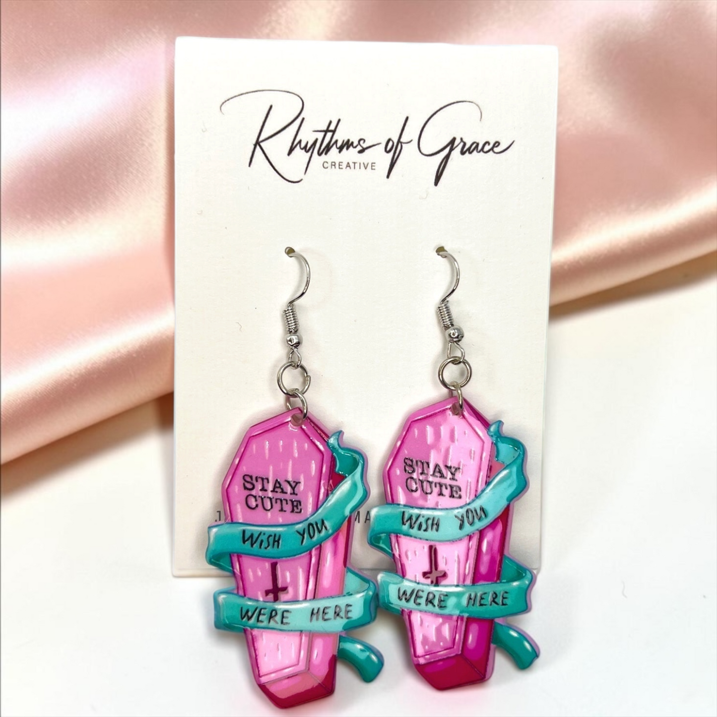 Tombstone Earrings - Halloween Earrings, Coffin Earrings, Halloween Accessories, Halloween Earrings, Undertaker Earrings, Halloween Accessories