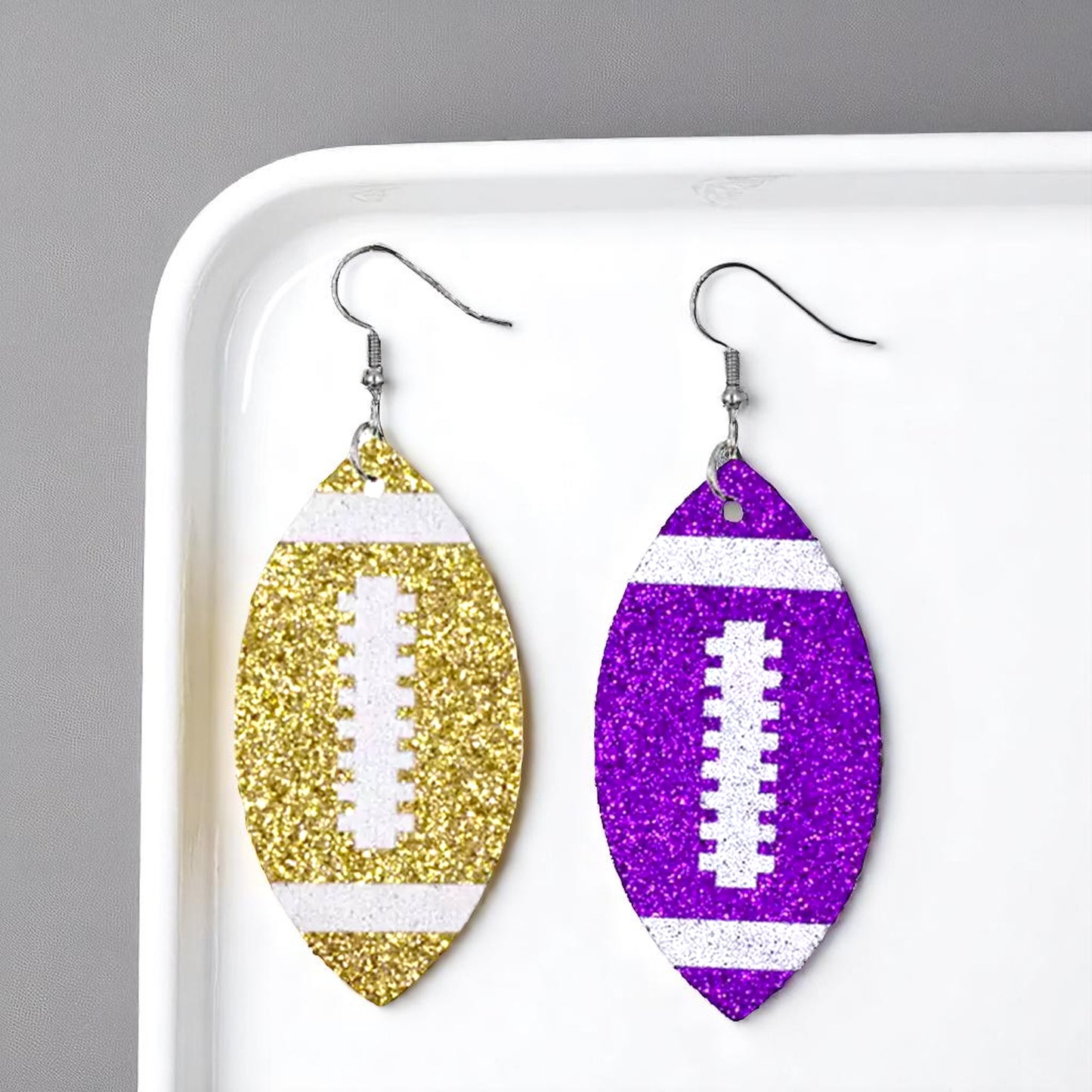 Score Big with Sparkle! Glitter Football Dangle Earrings 🏈