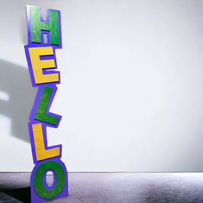 Hello, Mardi Gras! 🎭✨ One-of-a-Kind Welcome Sign in Vibrant Colors!