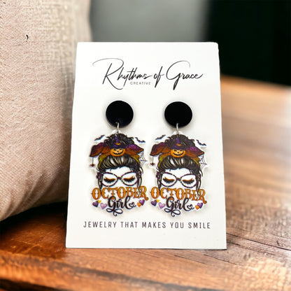 Spooky Chic: October Girl Pumpkin Earrings 🎃 - Rhythms of Grace Creative