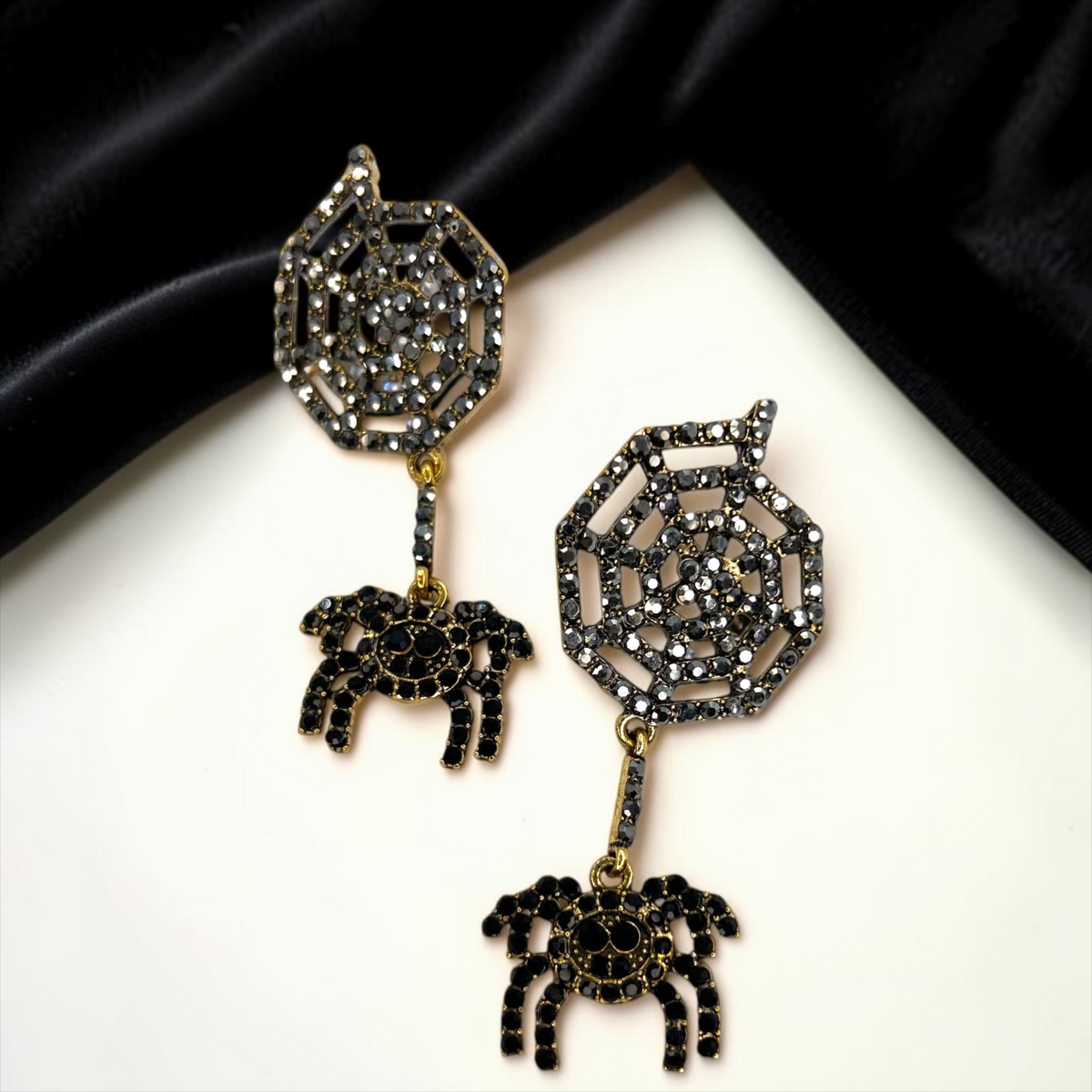Enchanting Rhinestone Spider Earrings - Spooktacular Style for Every Occasion!