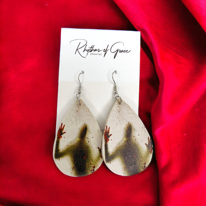 True Crime Earrings - Halloween Earrings, Haunted House, Spooky Vibes, Halloween Earrings, Halloween Costume, Bloody Halloween - Rhythms of Grace Creative