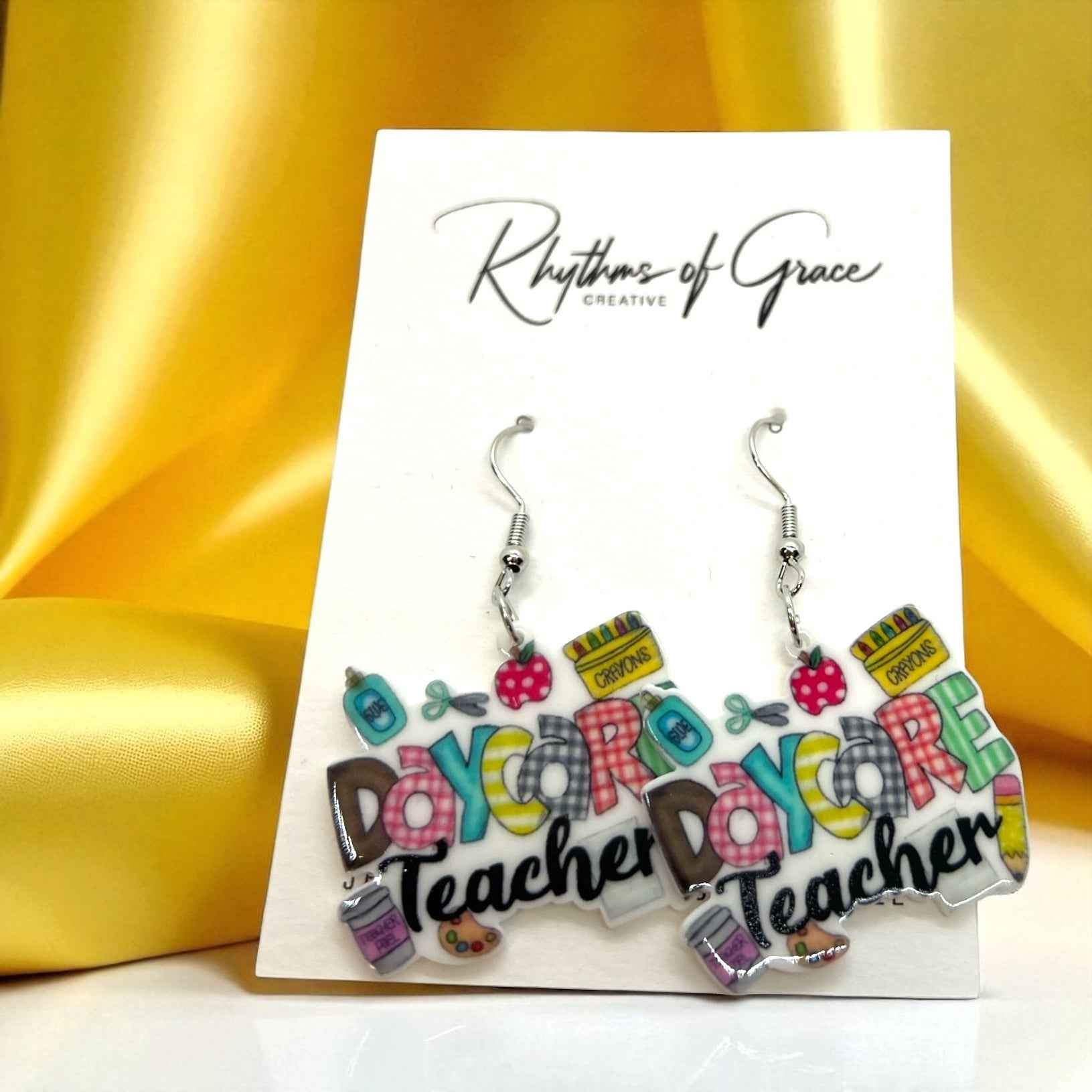 ABC’s & Sunshine: Colorful Daycare Teacher Earrings for Preschool Vibes