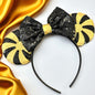 Black and Gold Sequin Mouse Ears - Perfect for New Orleans Saints Fans!