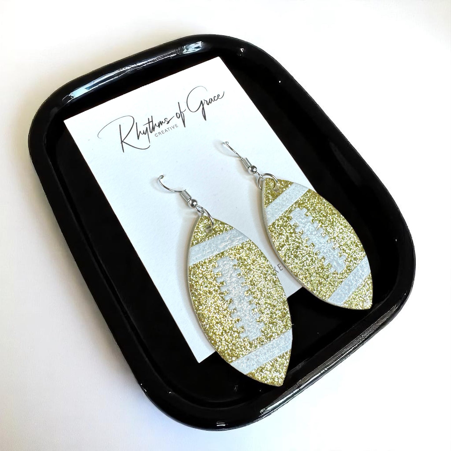 Score Big with Sparkle! Glitter Football Dangle Earrings 🏈