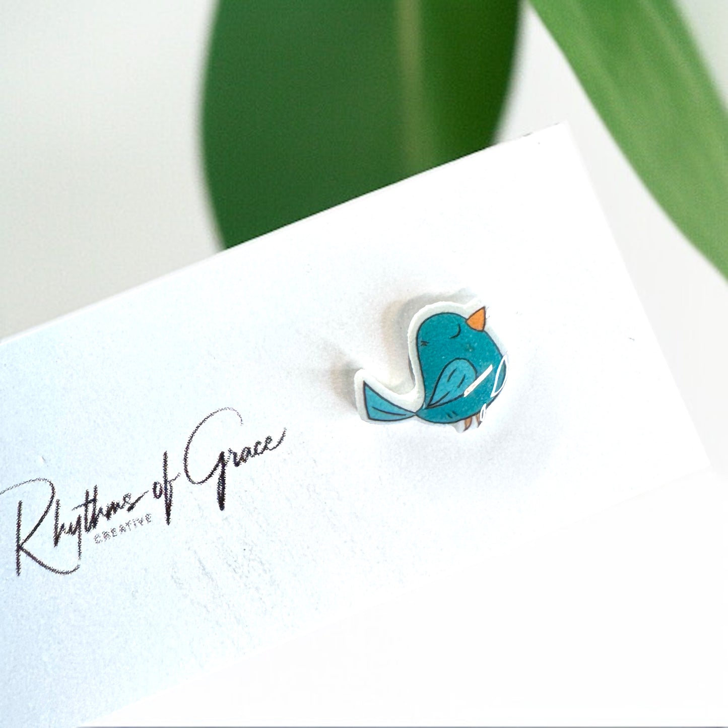 Whimsical Fairy Tale Bird Studs: Pink & Blue Mismatched Magic!