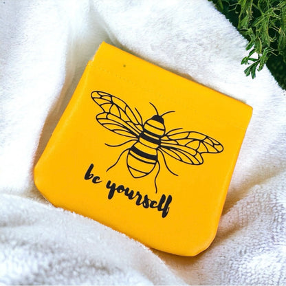 Charming Yellow Faux Leather Coin Purse “Be Yourself” - Brand New, Gift