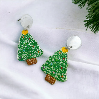 Festive Dazzle: Enchanting Christmas Tree Earrings!