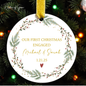 Our First Christmas Engaged or Married Ornament – Personalized Couple Keepsake