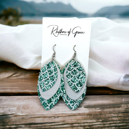 Mermaid Magic: Glittery Scale Drop Earrings in 3 Dreamy Colors! 🧜
